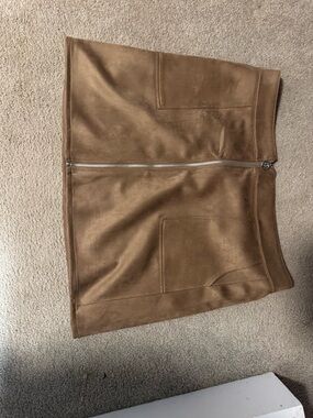 Maurices Brown Faux-Suede Zip Front Mini Skirt